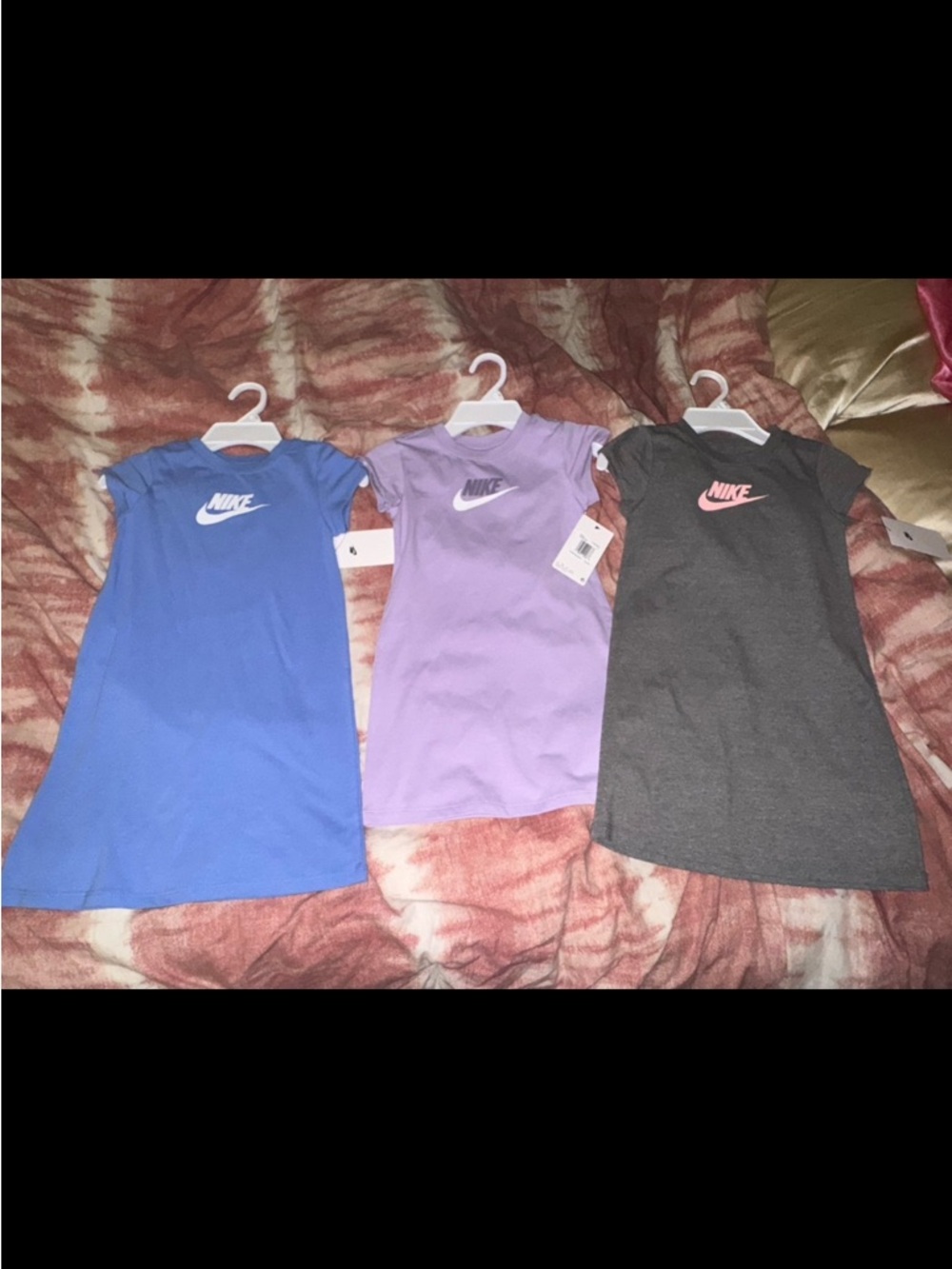Nike Girls Blue, Lavender & Charcoal Logo T-Shirt Dresses